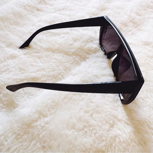 Greta Black Oversized Statement Sunglasses - Picture 6 of 11